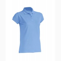 Женская футболка-поло голубая 100% хлопок