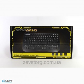 Клавиатура мультимедийная PolyGold PG-945, USB, черная, мини