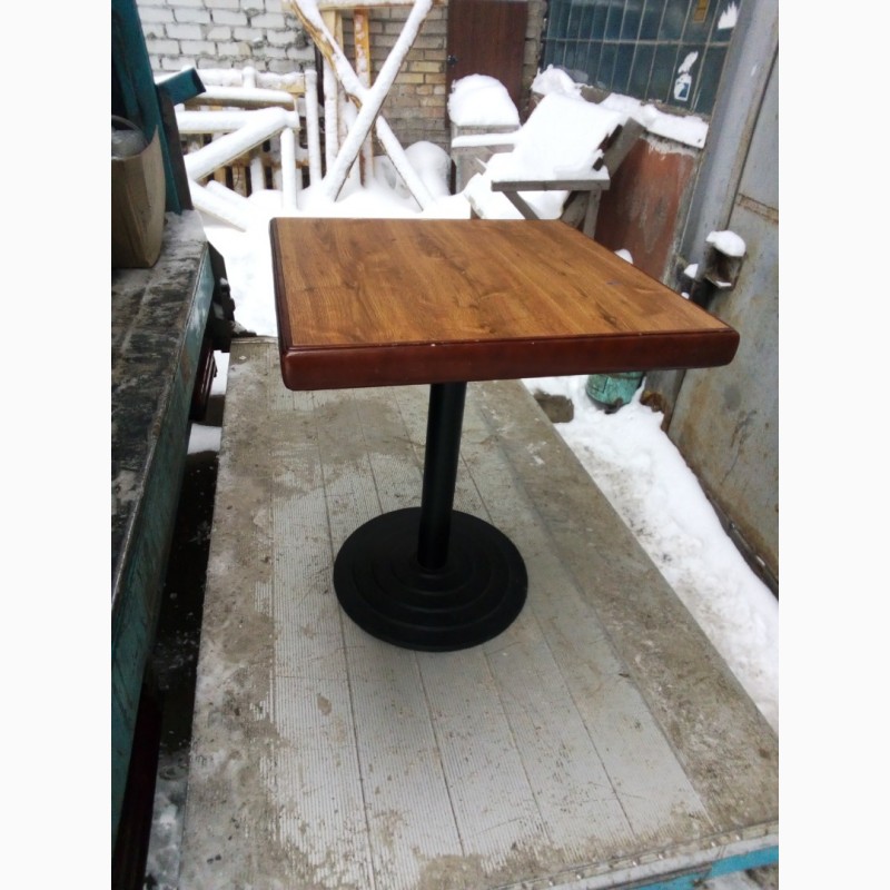 Фото 2. Бу стол деревянный на металлической опоре для кафе ресторана