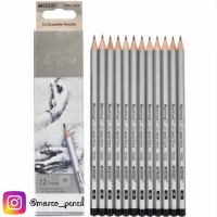 Графитные карандаши для рисования Raffine 2H, H, HB, B, 2B, микс 2H-8B