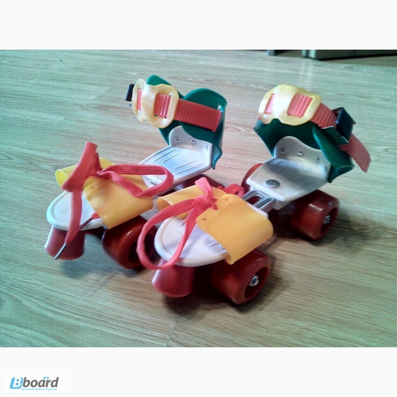 Ролики детские раздвижные квадровые Mini Roller, PU ( 16-20 см. ) Зеленый/Желтый, Киев