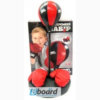 Детский боксерский спортивный набор с регулируемой стойкой (боксерская груша и перчатки)