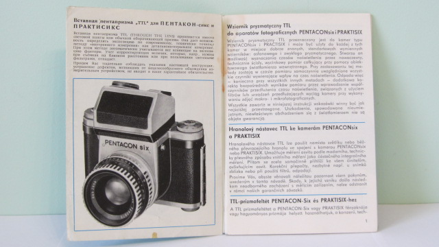 Фото 2. Инструкция по обслуживанию TTL-Prisma для фотоаппарата PENTAGON six TL и PRAKTISIX
