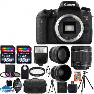Canon EOS Rebel T6s Цифровые зеркальные линзы 3 18-55 СТМ Kit + 64GB Топ камеры Bundle
