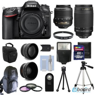 Nikon D7200 Цифровые зеркальные камеры + 4 объектива Комплект: 18-55 VR + 70-300 мм + 32GB
