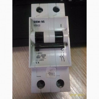 Модульный автоматический выключатель 2-фазный, C 6A, Siemens, 5SX22