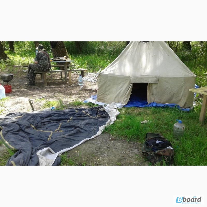 Фото 6. Брезент, палатка лагерная солдатская, тенты, навесы брезентовые