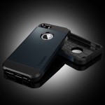 Чехол Spigen Tough Armor Metal Slate для iPhone 5, 5s ( черный/синий )