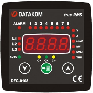 DATAKOM DFC-0108 Контроллер компенсации реактивной мощности (8 шагов) 96x96mm