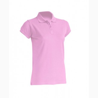 Женская футболка-поло розовая 100% хлопок