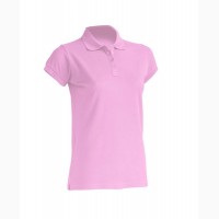 Женская футболка-поло розовая 100% хлопок