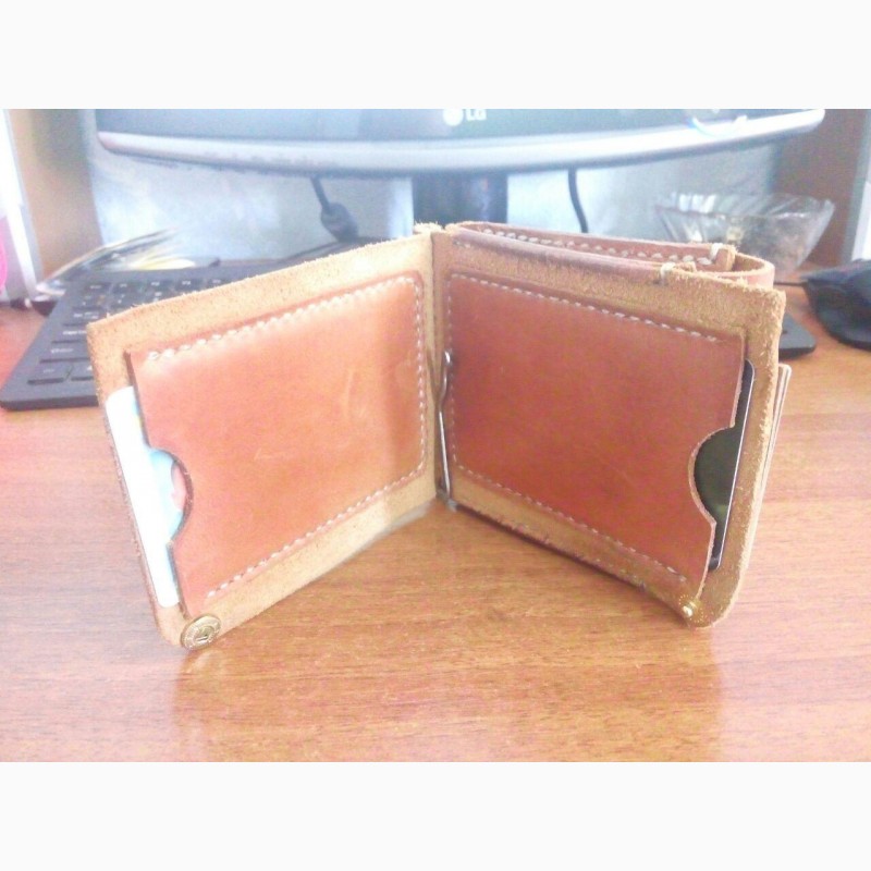 Фото 2. Портмоне кошелек бумажник из натуральной кожи Рыжий Енот