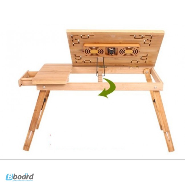 Фото 2. Подставка бамбуковая для ноутбука c вентиляторами деревяный стол