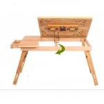 Подставка бамбуковая для ноутбука c вентиляторами деревяный стол