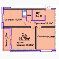 Продам 2-кімнатну квартиру на Толбухіна ЖК «ОМЕГА»