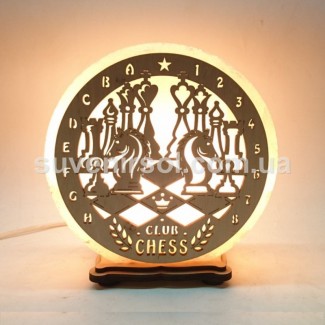 Соляной светильник круглый Шахматы, соляная лампа, ночник