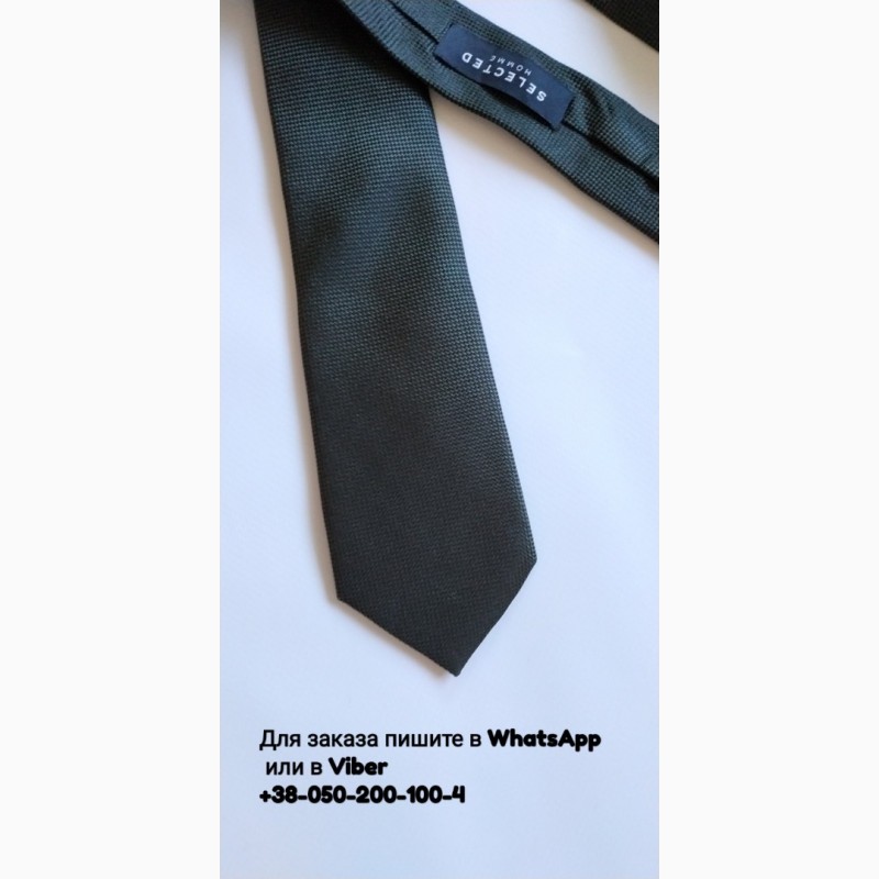 Галстук selected homme темно зеленый черный цвет 7 см. краватка