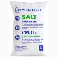 Соль таблетированная для умягчителя 25 кг МОЗЫРЬСОЛЬ (Беларусь)