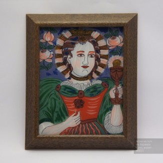 Св. Варвара, Икона на стекле нарисована в народном стиле, 22x27см