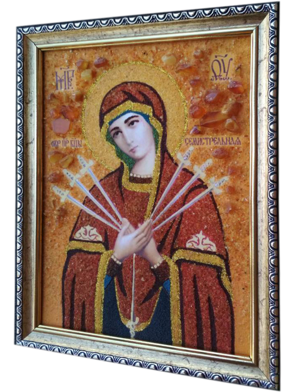 Фото 2. Продам икону из янтаря Семистрельная Богородица
