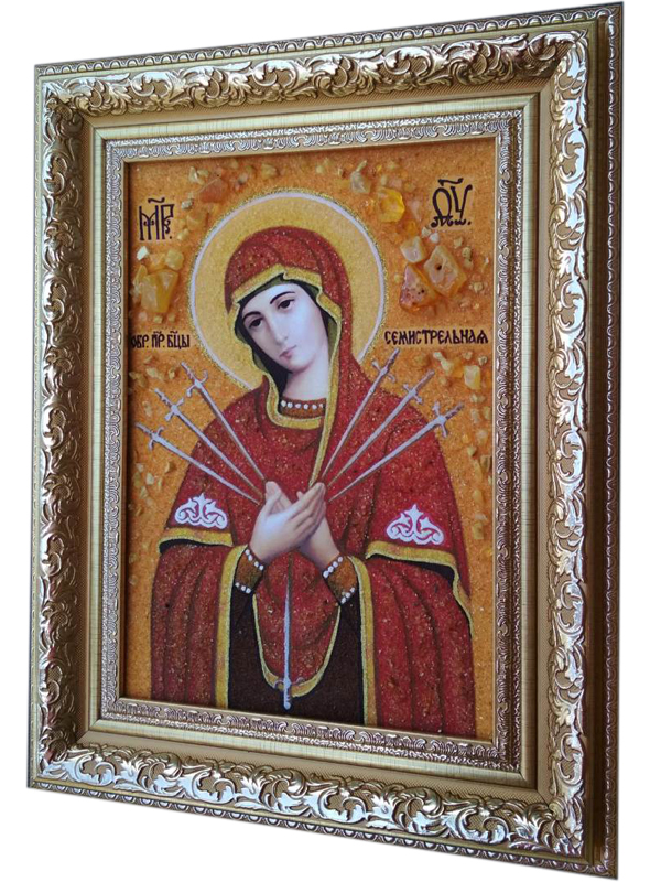 Фото 3. Продам икону из янтаря Семистрельная Богородица
