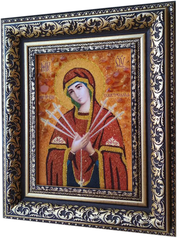 Фото 4. Продам икону из янтаря Семистрельная Богородица