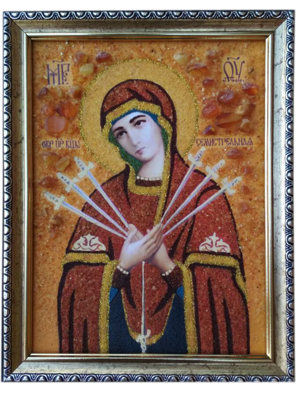 Фото 7. Продам икону из янтаря Семистрельная Богородица