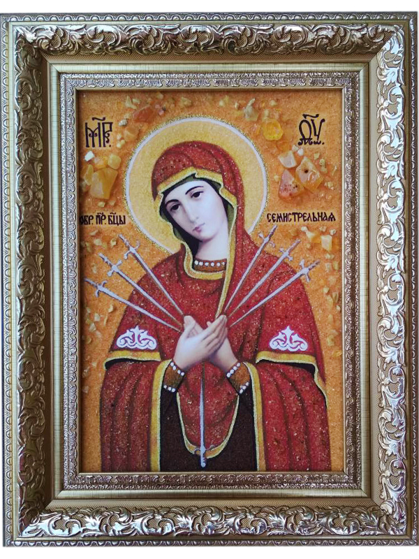 Фото 8. Продам икону из янтаря Семистрельная Богородица