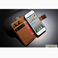 Кожаный Чехол-Кошелек для Iphone(Айфона)5 5C 5S + Подарок Защитная Пленка