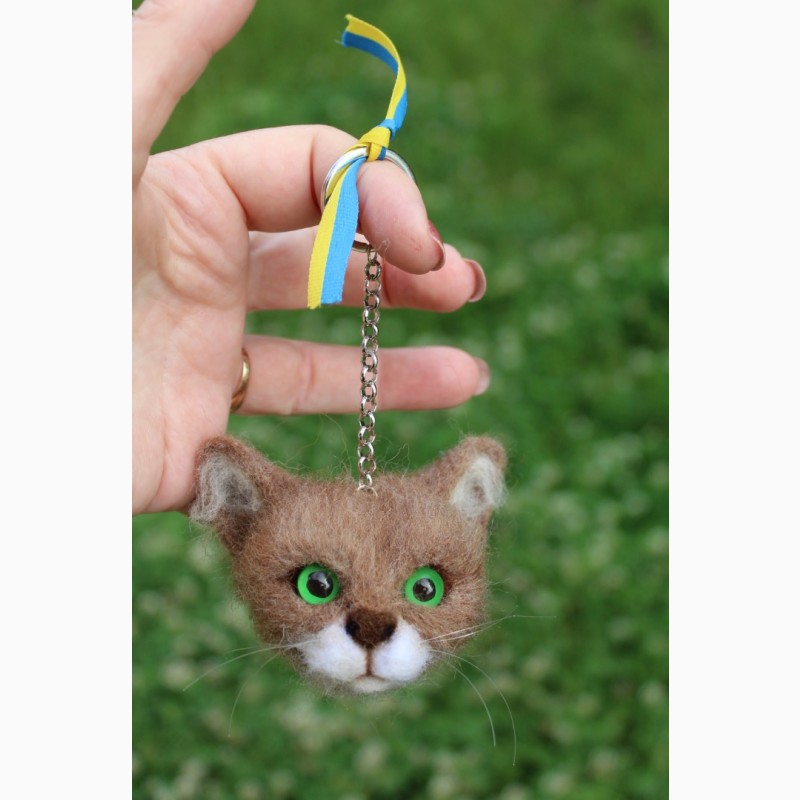 Фото 5. Кот брелок іграшка валяна прикраса подарунок сувенір кошка з шерсті інтерєрна кіт брошь