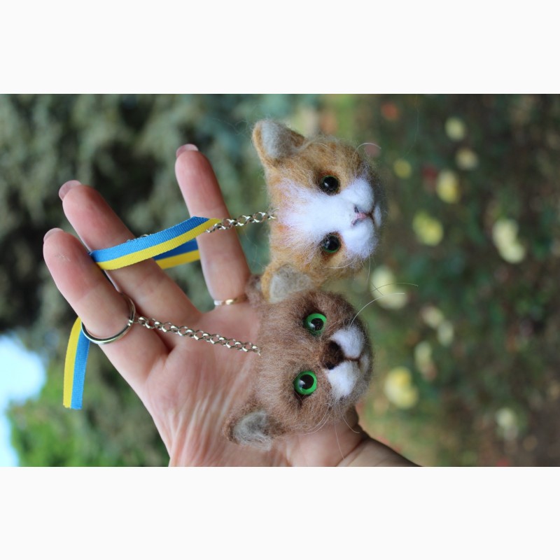 Фото 7. Кот брелок іграшка валяна прикраса подарунок сувенір кошка з шерсті інтерєрна кіт брошь
