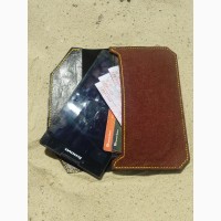 Женский клатч для денег и телефона/планшета из натуральной кожи и фетра