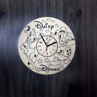 Детские настенные часы из дерева «Дональд Дак и Дейзи Дак»