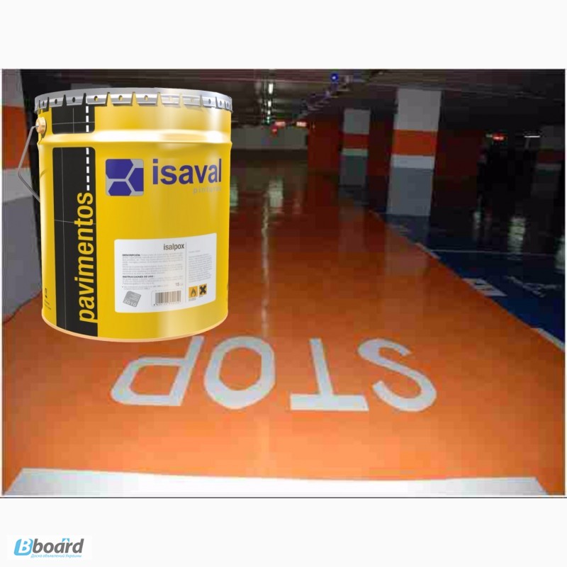 Фото 4. Краска для бетонных полов lSAVAL Изалпокс Эпоксидная 4 л- гаражи, склады, паркинги, СТО