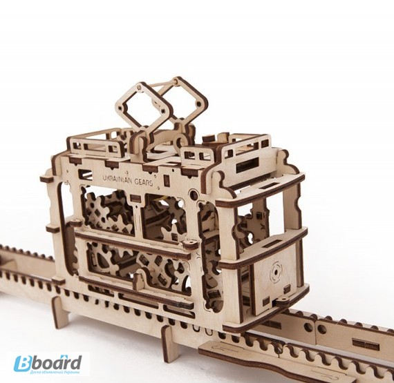 Фото 2. Механический-Деревянный 3D Конструктор - Трамвай на рельсах