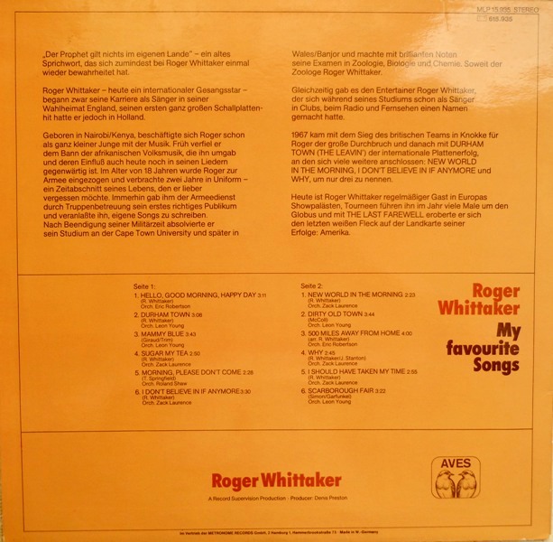 Фото 4. Roger Whittaker - My Favourite Songs - LP
