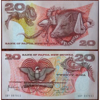 Банкнота 20 кіна Папуа-Нова Гвінея 1998 р UNC