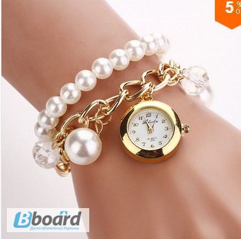 Фото 2. Комплект: женские часы с жемчужным браслетом +серьги