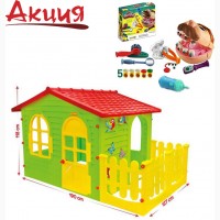 Детский игровой домик с заборчиком и с большим набор игровым Дантист