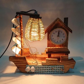 Декоративная лампа-ночник Лодка с часами, лампа, ночник