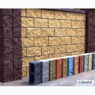 Блок заборный декоративный колотый, для забора, шлакоблок бетонный, рваный камень