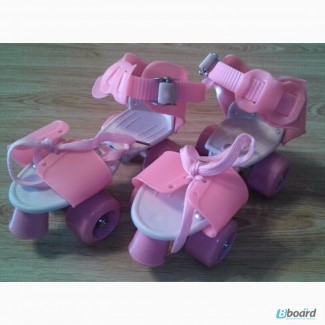 Ролики детские раздвижныеквадровые Mini Roller PU размер ( 16-20 см. ), Розовый, Киев