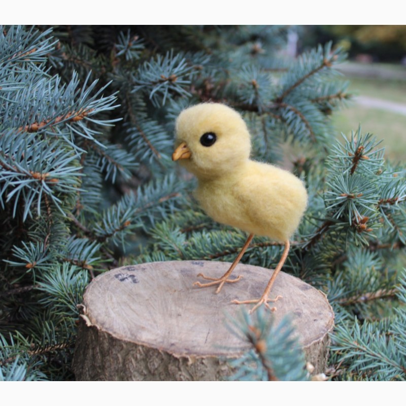 Фото 2. Цыпленок светлый игрушка хендмєйд валяная из шерсти ручной работы птица интерьерная курча