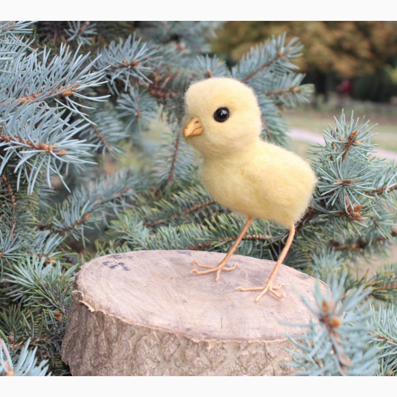 Фото 4. Цыпленок светлый игрушка хендмєйд валяная из шерсти ручной работы птица интерьерная курча