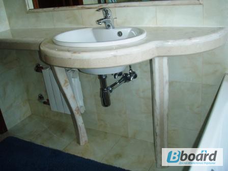 Фото 2. Столешница мраморная, столик в ванную из мрамора