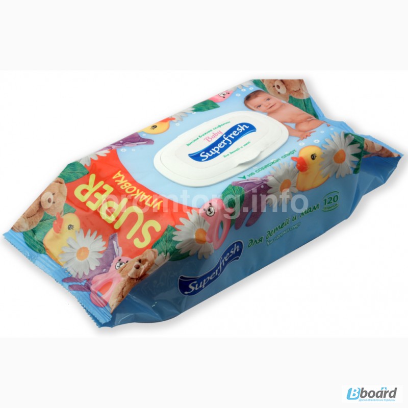 Детские влажные салфетки SuperFresh с клапаном (большая упаковка)