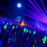 Неонові рукавички для танців та світлового шоу UV Glow, карнавальні рукавички