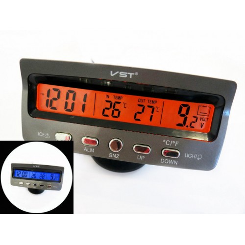 Фото 2. Автомобильные часы с термометром и вольтметром VST 7045V