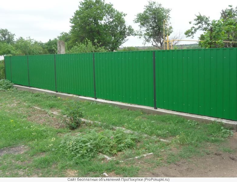 Фото 4. Забор с профнастила, кованый забор, бетонный забор