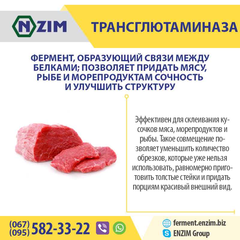 Фото 2. Трансглютаминаза (ТГ) ENZIM - Фермент для мяса и рыбы (производство Украина)